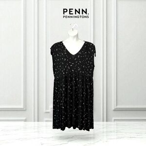 Penningtons, Sleeveless Printed Knit Dress, Plus Size 2X, Black